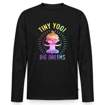 Tiny Yogi Big Dreams Méditation - T-shirt manches longues Premium bio Homme - noir - Devant - Nico (187cm)