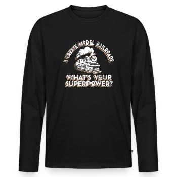 I Create Model Railroads Superpower - Men's Premium Organic Long Sleeve Shirt - black - Front - Nico (187cm)