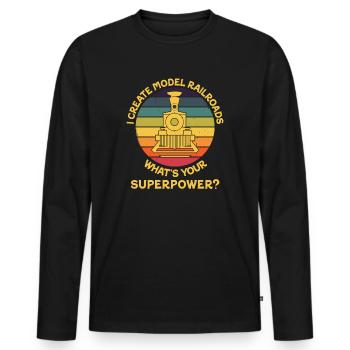 I Create Model Railroads Superpower - Men's Premium Organic Long Sleeve Shirt - black - Front - Nico (187cm)