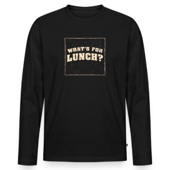 Qu’est-ce qu’on mange pour le déjeuner ? - T-shirt manches longues Premium bio Homme - noir - Devant - Nico (187cm)