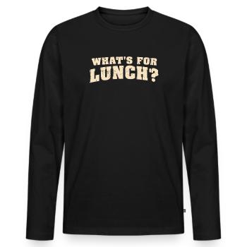 Was gibt es zum Mittagessen? - Männer Premium Bio Langarmshirt - Schwarz - Vorne - Nico (187cm)