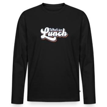 Was gibt es zum Mittagessen? - Männer Premium Bio Langarmshirt - Schwarz - Vorne - Nico (187cm)