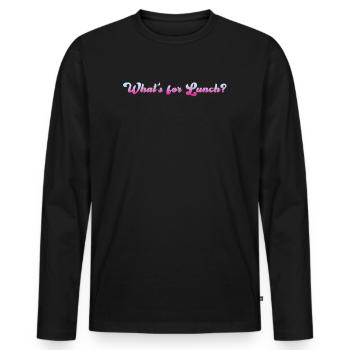Was gibt es zum Mittagessen? - Männer Premium Bio Langarmshirt - Schwarz - Vorne - Nico (187cm)