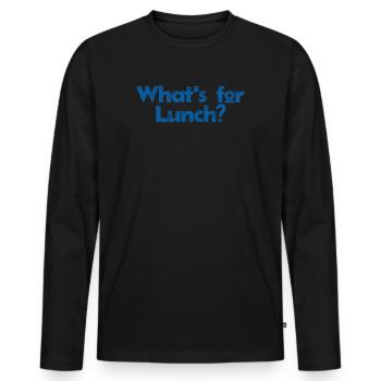 Was gibt es zum Mittagessen? - Männer Premium Bio Langarmshirt - Schwarz - Vorne - Nico (187cm)