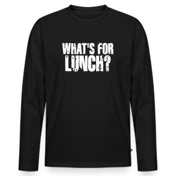 What's For Lunch? - Men's Premium Organic Long Sleeve Shirt - black - Front - Nico (187cm)