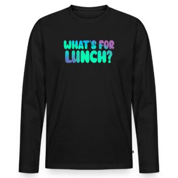 Was gibt es zum Mittagessen? - Männer Premium Bio Langarmshirt - Schwarz - Vorne - Nico (187cm)