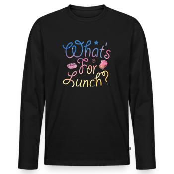 Was gibt es zum Mittagessen? - Männer Premium Bio Langarmshirt - Schwarz - Vorne - Nico (187cm)