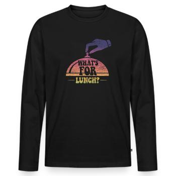 Qu’est-ce qu’on mange pour le déjeuner ? - T-shirt manches longues Premium bio Homme - noir - Devant - Nico (187cm)