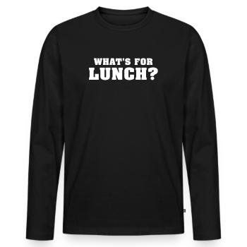 Qu’est-ce qu’on mange pour le déjeuner ? - T-shirt manches longues Premium bio Homme - noir - Devant - Nico (187cm)