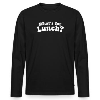 What's For Lunch? - Men's Premium Organic Long Sleeve Shirt - black - Front - Nico (187cm)
