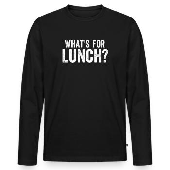 Qu’est-ce qu’on mange pour le déjeuner ? - T-shirt manches longues Premium bio Homme - noir - Devant - Nico (187cm)