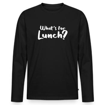 Qu’est-ce qu’on mange pour le déjeuner ? - T-shirt manches longues Premium bio Homme - noir - Devant - Nico (187cm)