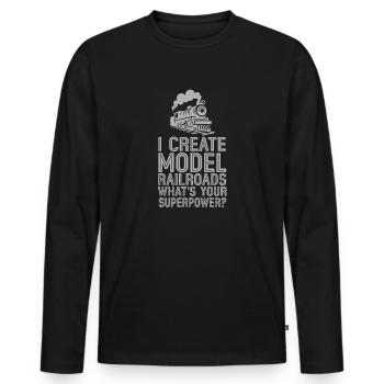 I Create Model Railroads Superpower - Men's Premium Organic Long Sleeve Shirt - black - Front - Nico (187cm)
