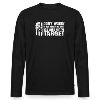 Hörte den Schuss, nie den Ziel-Scharfschützen - Männer Premium Bio Langarmshirt - Schwarz - Vorne - Nico (187cm)