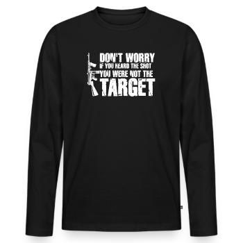Hörte den Schuss, nie den Ziel-Scharfschützen - Männer Premium Bio Langarmshirt - Schwarz - Vorne - Nico (187cm)