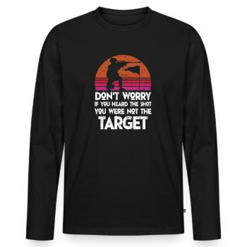 Entendu le coup de feu Jamais la cible Sniper - T-shirt manches longues Premium bio Homme - noir - Devant - Nico (187cm)
