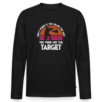 Heard The Shot Never The Target Sniper - Men's Premium Organic Long Sleeve Shirt - black - Front - Nico (187cm)