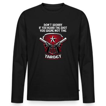 Entendu le coup de feu Jamais la cible Sniper - T-shirt manches longues Premium bio Homme - noir - Devant - Nico (187cm)