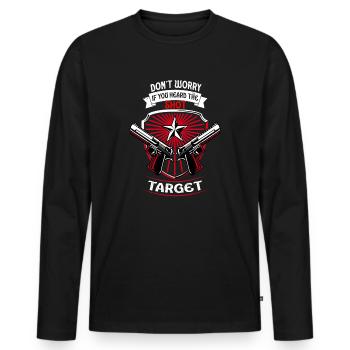 Hörte den Schuss, nie den Ziel-Scharfschützen - Männer Premium Bio Langarmshirt - Schwarz - Vorne - Nico (187cm)