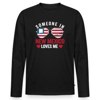 Quelqu’un au Nouveau-Mexique m’aime - T-shirt manches longues Premium bio Homme - noir - Devant - Nico (187cm)