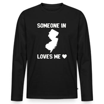 Quelqu’un dans le New Jersey m’aime - T-shirt manches longues Premium bio Homme - noir - Devant - Nico (187cm)