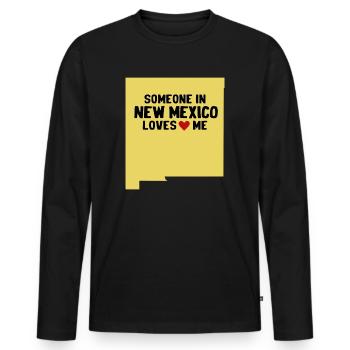 Quelqu’un au Nouveau-Mexique m’aime - T-shirt manches longues Premium bio Homme - noir - Devant - Nico (187cm)