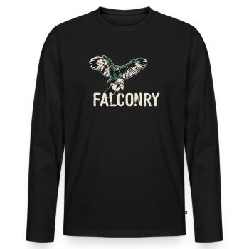 Falconry Bird Falcon Hunting Falconer - Men's Premium Organic Long Sleeve Shirt - black - Front - Nico (187cm)