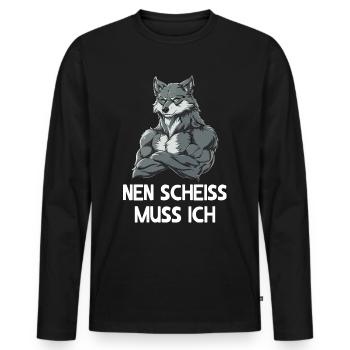 Wolf Wolves Wilderness Howl Nen shit I have to - Men's Premium Organic Long Sleeve Shirt - black - Front - Nico (187cm)