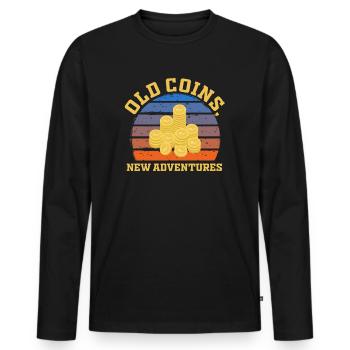 Old Coins New Adventures Numismatics - Men's Premium Organic Long Sleeve Shirt - black - Front - Nico (187cm)