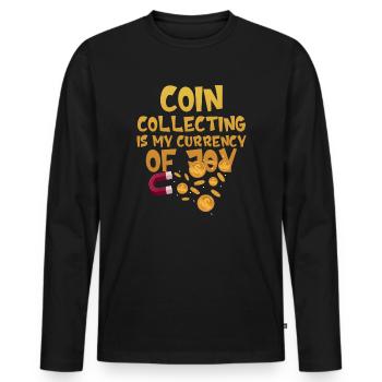 Old Coins New Adventures Numismatics - Men's Premium Organic Long Sleeve Shirt - black - Front - Nico (187cm)