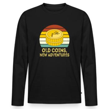 Old Coins New Adventures Numismatics - Men's Premium Organic Long Sleeve Shirt - black - Front - Nico (187cm)