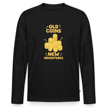 Old Coins New Adventures Numismatics - Men's Premium Organic Long Sleeve Shirt - black - Front - Nico (187cm)