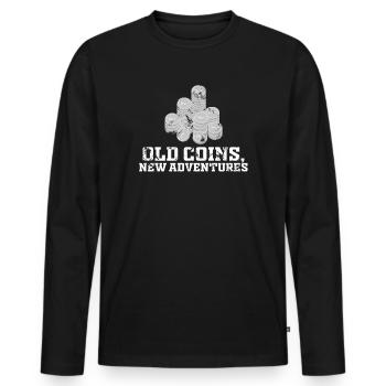Old Coins New Adventures Numismatics - Men's Premium Organic Long Sleeve Shirt - black - Front - Nico (187cm)