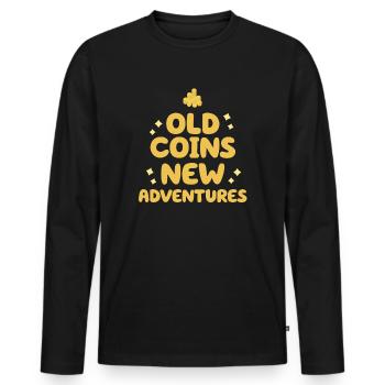 Old Coins New Adventures Numismatics - Men's Premium Organic Long Sleeve Shirt - black - Front - Nico (187cm)