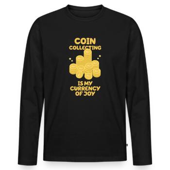 Old Coins New Adventures Numismatics - Men's Premium Organic Long Sleeve Shirt - black - Front - Nico (187cm)