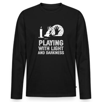 Spiel mit Licht und Dunkelheit Schatten - Männer Premium Bio Langarmshirt - Schwarz - Vorne - Nico (187cm)