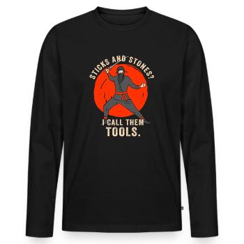 Arnis Eskrima Kali Filipino Art - Men's Premium Organic Long Sleeve Shirt - black - Front - Nico (187cm)