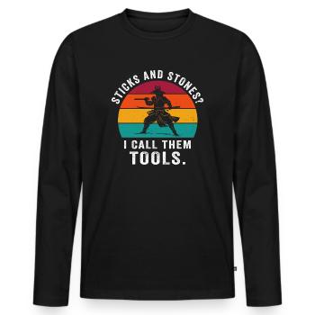 Arnis Eskrima Kali Filipino Art - Men's Premium Organic Long Sleeve Shirt - black - Front - Nico (187cm)