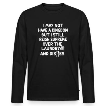 Herrschaft über Wäsche und Geschirr Hausfrau - Männer Premium Bio Langarmshirt - Schwarz - Vorne - Nico (187cm)