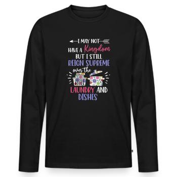 Herrschaft über Wäsche und Geschirr Hausfrau - Männer Premium Bio Langarmshirt - Schwarz - Vorne - Nico (187cm)