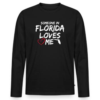 Jemand in Florida liebt mich - Männer Premium Bio Langarmshirt - Schwarz - Vorne - Nico (187cm)