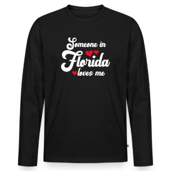 Jemand in Florida liebt mich - Männer Premium Bio Langarmshirt - Schwarz - Vorne - Nico (187cm)