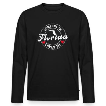 Jemand in Florida liebt mich - Männer Premium Bio Langarmshirt - Schwarz - Vorne - Nico (187cm)