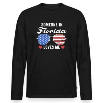 Jemand in Florida liebt mich - Männer Premium Bio Langarmshirt - Schwarz - Vorne - Nico (187cm)