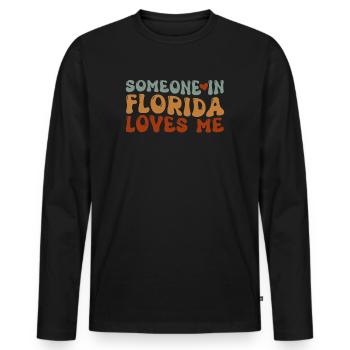 Jemand in Florida liebt mich - Männer Premium Bio Langarmshirt - Schwarz - Vorne - Nico (187cm)