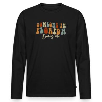 Jemand in Florida liebt mich - Männer Premium Bio Langarmshirt - Schwarz - Vorne - Nico (187cm)