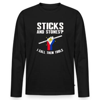 Arnis Eskrima Kali Arts Philippins FMA - T-shirt manches longues Premium bio Homme - noir - Devant - Nico (187cm)