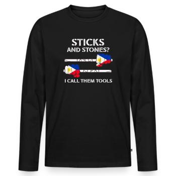Arnis Eskrima Kali Arts Philippins FMA - T-shirt manches longues Premium bio Homme - noir - Devant - Nico (187cm)