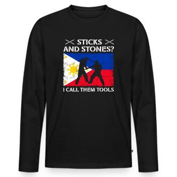 Arnis Eskrima Kali Arts Philippins FMA - T-shirt manches longues Premium bio Homme - noir - Devant - Nico (187cm)