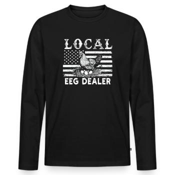 Lokaler Eierhändler American Flag Farmer - Männer Premium Bio Langarmshirt - Schwarz - Vorne - Nico (187cm)